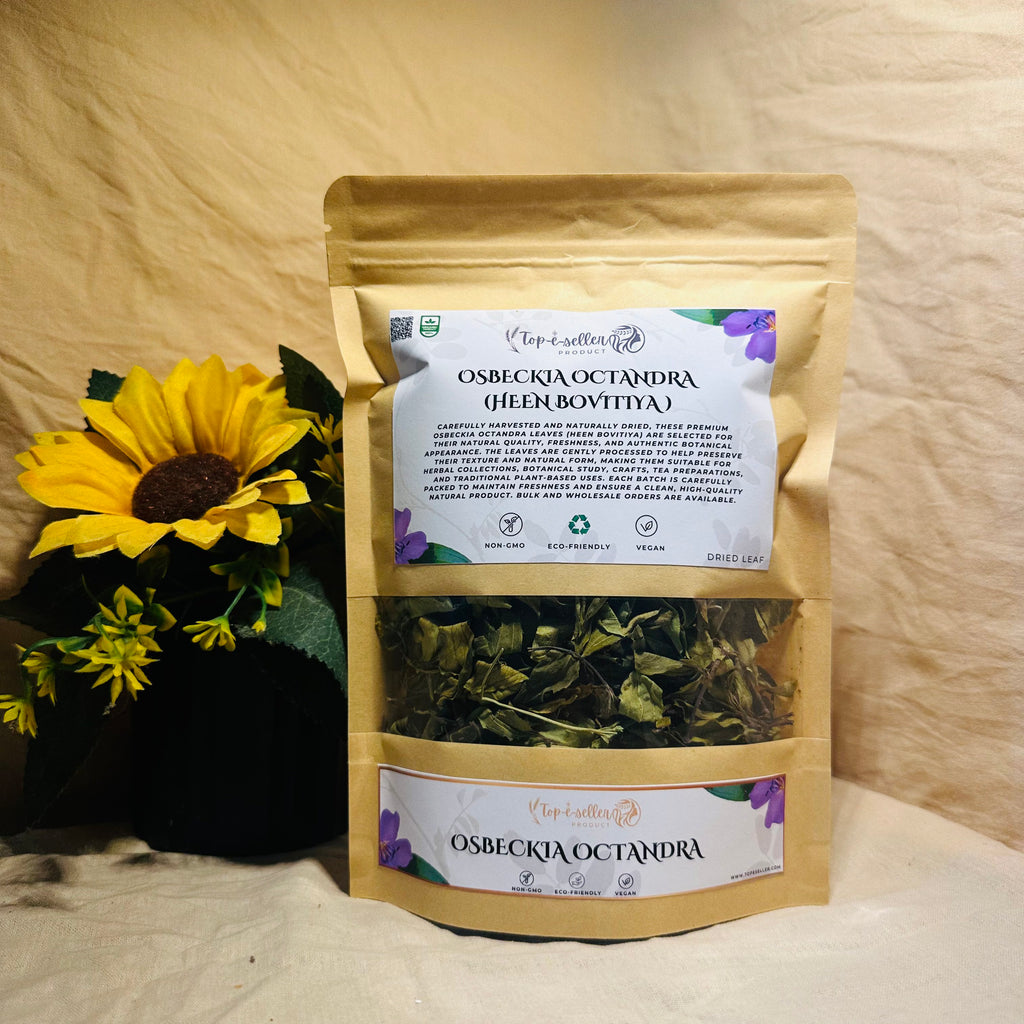 Herbal tea package with sunflower on a wooden surface